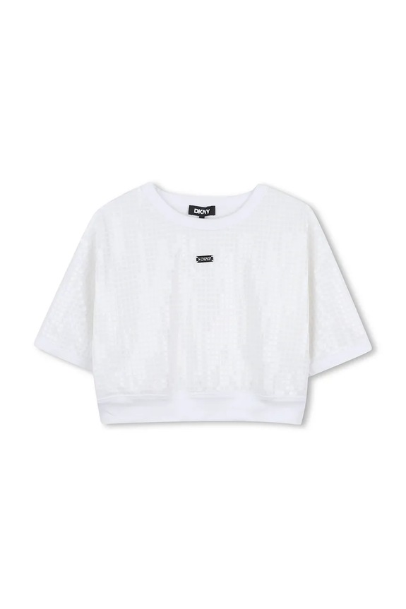 Dječja pamučna majica kratkih rukava Dkny D62308.114.150 bijela SS25