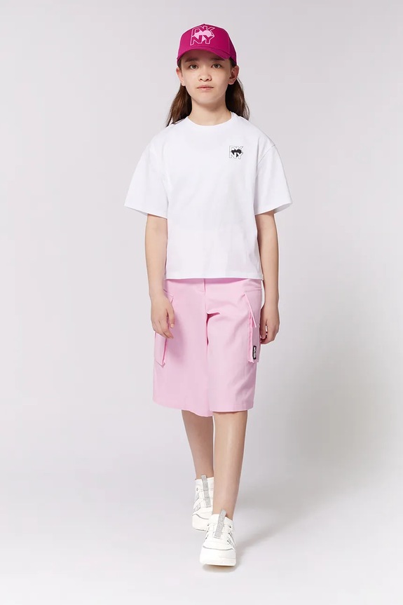 Otroška bombažna kratka majica Dkny Okrogel bela D62311.156.162