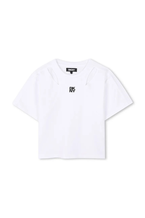 Dkny t-shirt bawełniany dziecięcy D62316.156.162 biały SS25