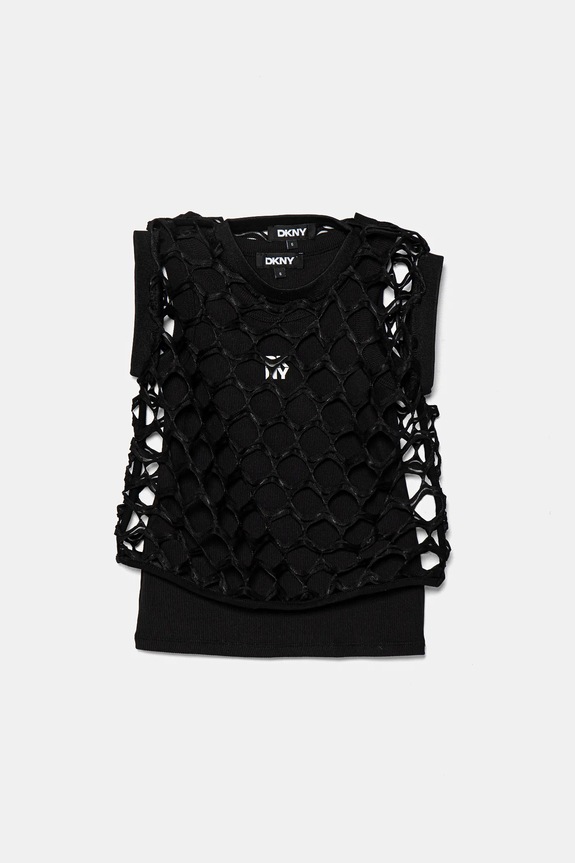Dkny top dziecięcy z elastanem czarny D62317.114.150