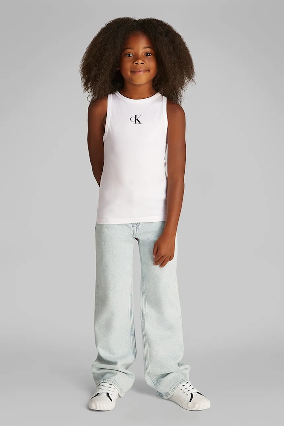 Calvin Klein Jeans top dziecięcy z elastanem biały IG0IG02435.104.116.PPYA