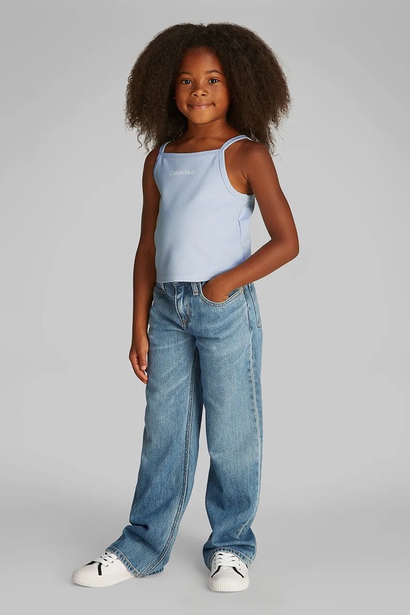 Calvin Klein Jeans top bawełniany dziecięcy nadruk niebieski IG0IG02868.PPYA