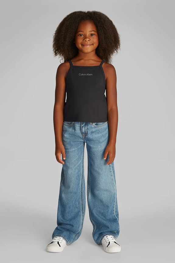 Calvin Klein Jeans top bawełniany dziecięcy nadruk czarny IG0IG02868.PPYA