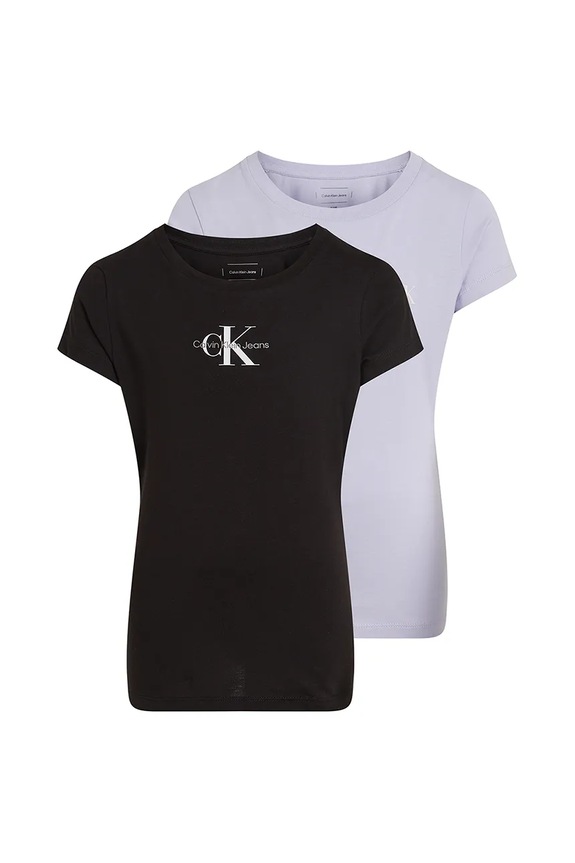 Dětské bavlněné tričko Calvin Klein Jeans 2-pack kulatý černá IG0IG02860.104.116.PPYA