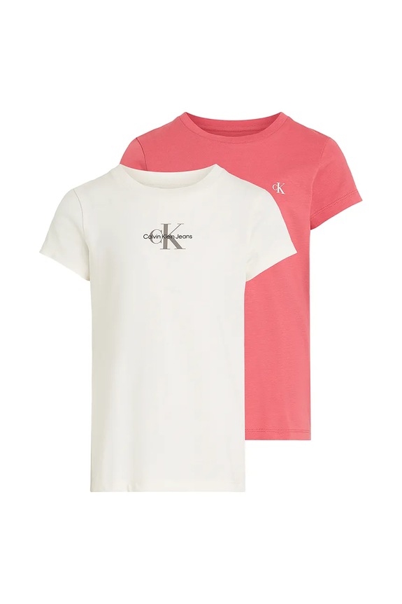 Calvin Klein Jeans t-shirt bawełniany dziecięcy 2-pack nadruk różowy IG0IG02860.128.176.PPYA
