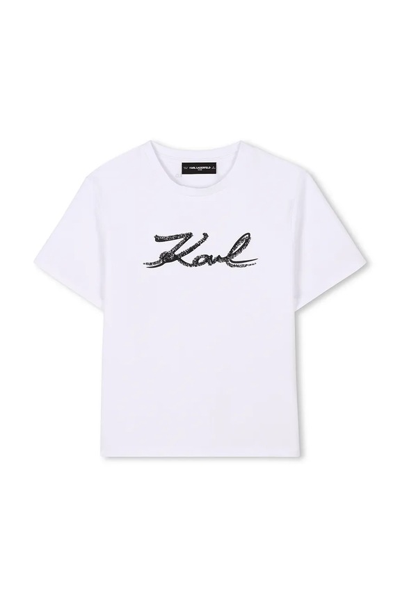 Детская хлопковая футболка Karl Lagerfeld Z30485.86.108 белый SS25