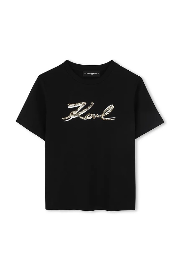 Karl Lagerfeld t-shirt bawełniany dziecięcy nadruk czarny Z30485.114.150