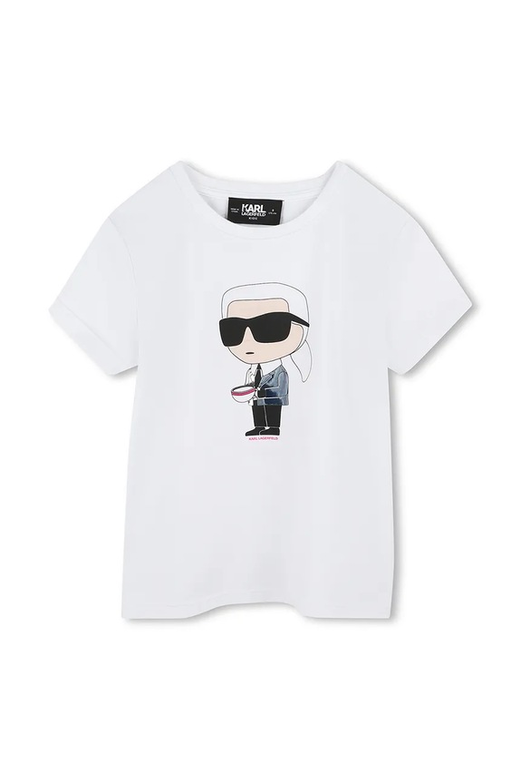 Karl Lagerfeld t-shirt in cotone per bambini girocollo bianco Z30491.114.150