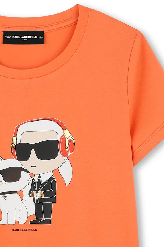Dziewczynka Karl Lagerfeld t-shirt bawełniany dziecięcy Z30492.86.108 pomarańczowy