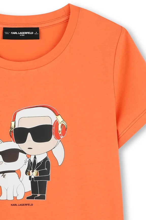 Dziewczynka Karl Lagerfeld t-shirt bawełniany dziecięcy Z30492.156.162 pomarańczowy