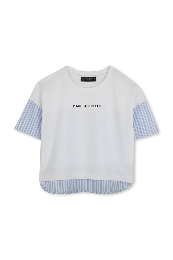 Karl Lagerfeld tricou de bumbac pentru copii model fin albastru Z30493.114.150