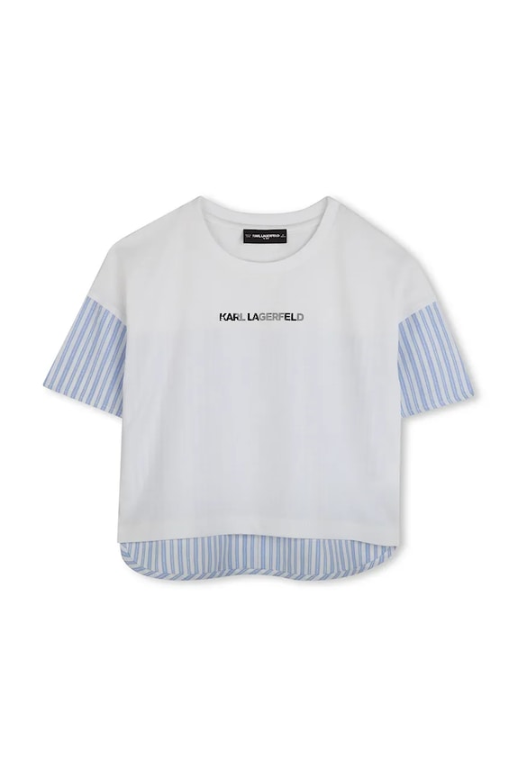 Karl Lagerfeld tricou de bumbac pentru copii model fin albastru Z30493.114.150