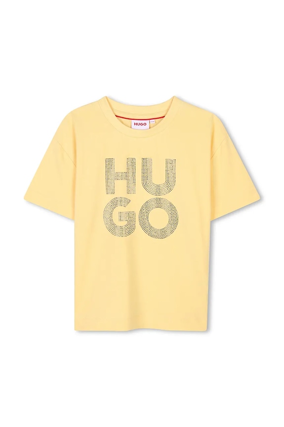 HUGO tricou de bumbac pentru copii G00391.162.174 galben SS25