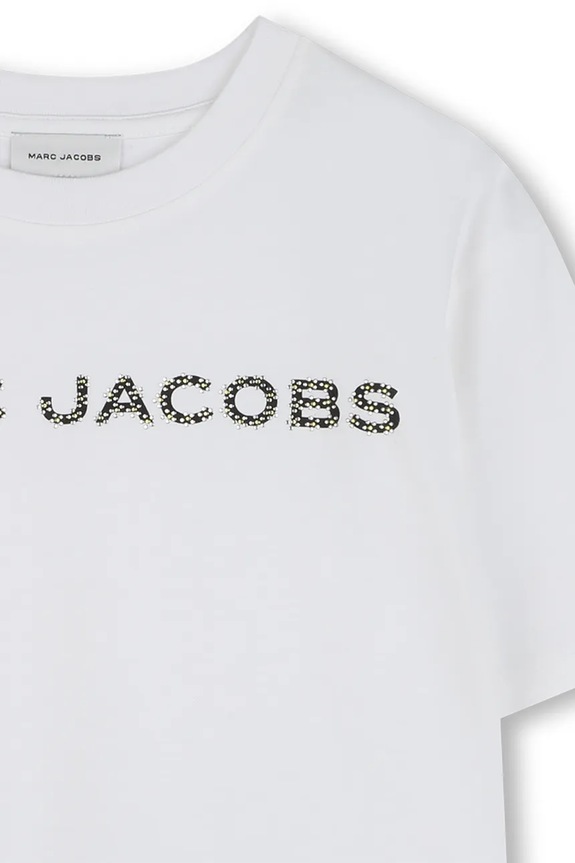Deklice Otroška bombažna kratka majica Marc Jacobs W60463.86.108 bela