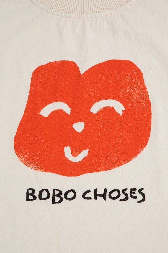 Dziewczynka Bobo Choses t-shirt bawełniany dziecięcy Joyful Face 125AC017 biały