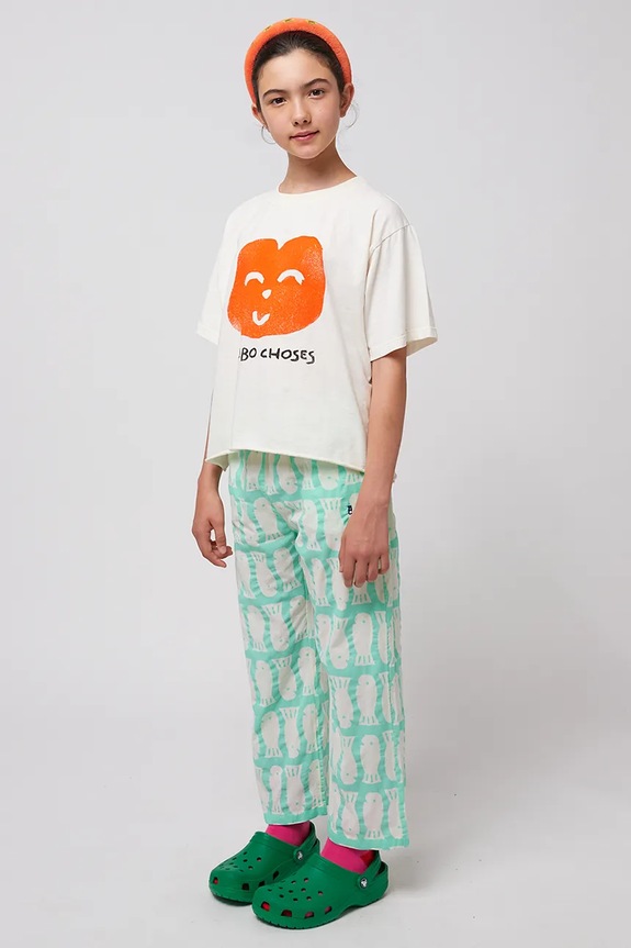 Bobo Choses t-shirt bawełniany dziecięcy Joyful Face 125AC017 biały