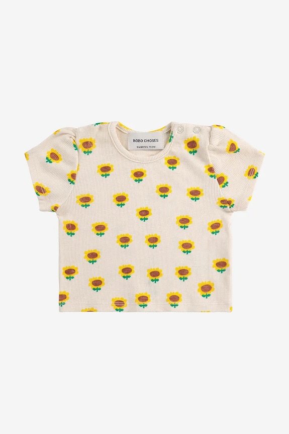 Dječja majica kratkih rukava Bobo Choses Sunflower 125AB109 bež SS25