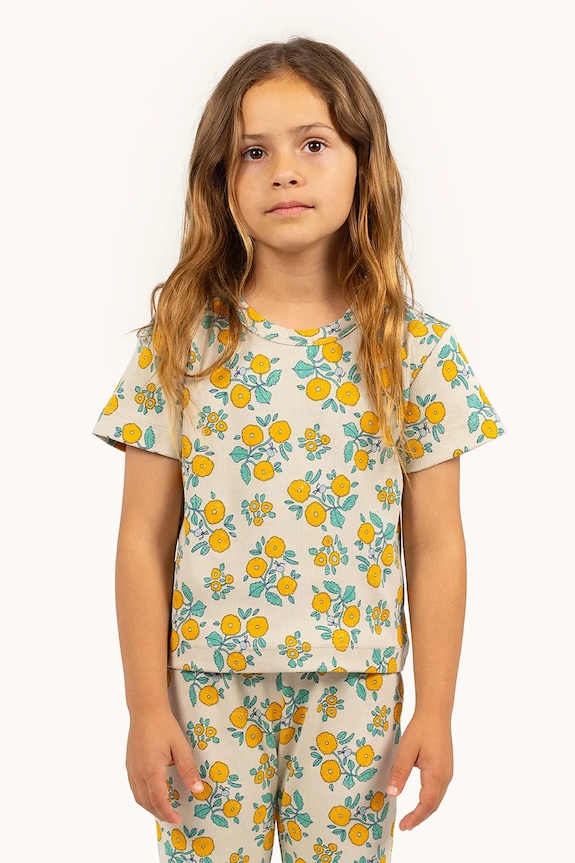 Tinycottons tricou copii FLOWERS TEE print bej SS25.042