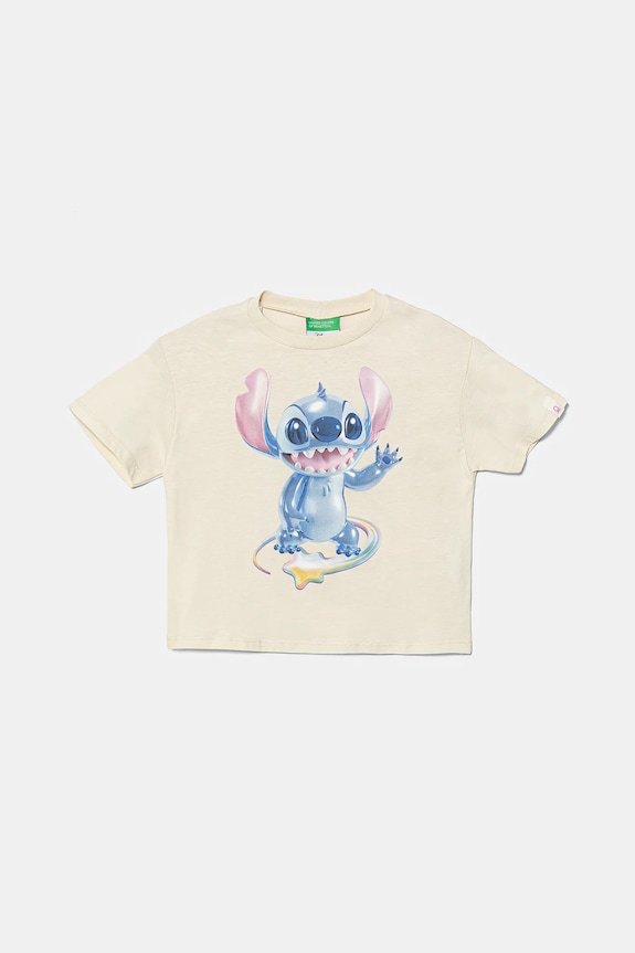 Dječja pamučna majica kratkih rukava United Colors of Benetton pamuk bež 35RYC10MV.G.Seasonal
