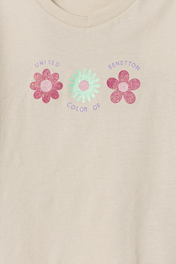 DÍVKA Dětské bavlněné tričko United Colors of Benetton 3I1XG10HU.P.Seasonal béžová