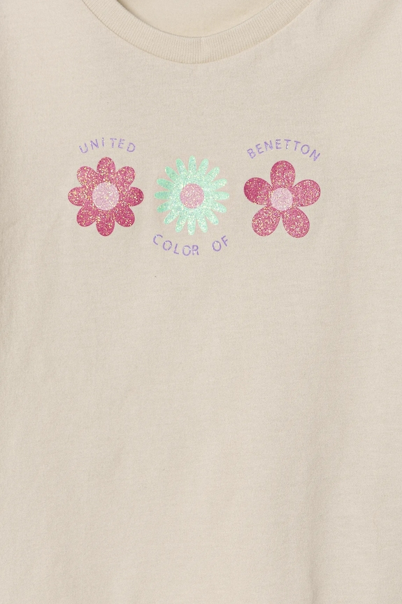 DÍVKA Dětské bavlněné tričko United Colors of Benetton 3I1XG10HU.P.Seasonal béžová