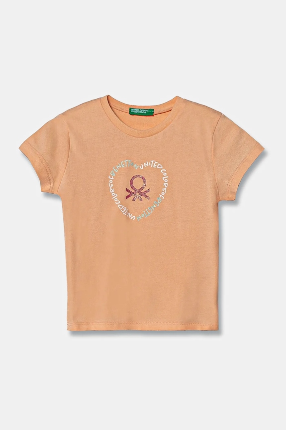 Detské bavlnené tričko United Colors of Benetton bavlna oranžová 3I1XG10HU.P.Seasonal