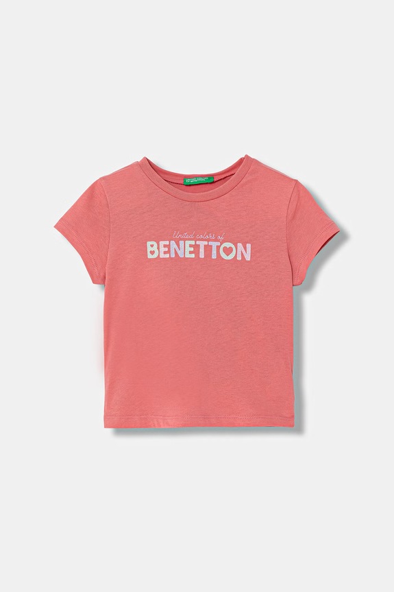 Dječja pamučna majica kratkih rukava United Colors of Benetton pamuk roza 3I1XG10HU.P.Seasonal