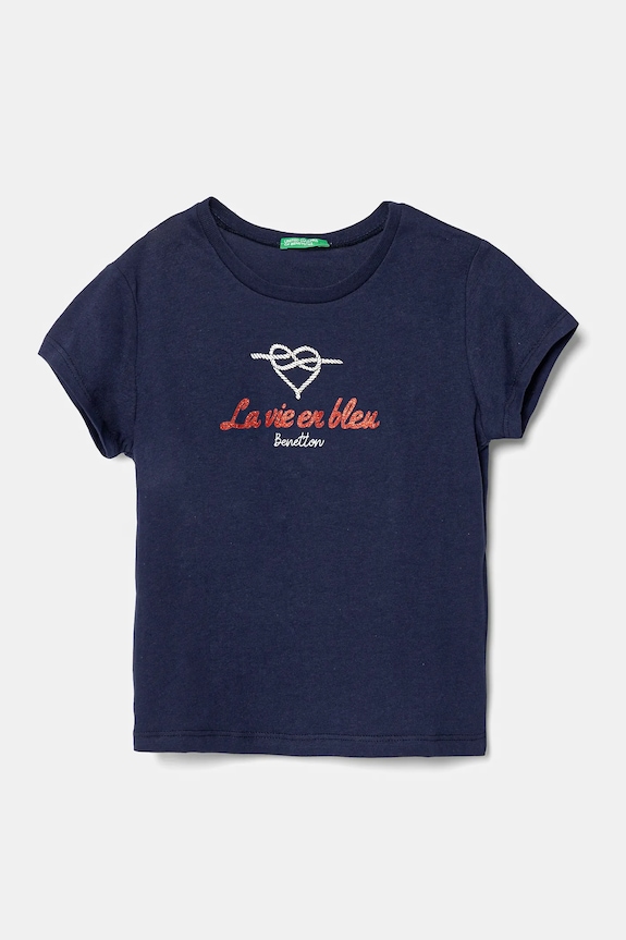 United Colors of Benetton tricou de bumbac pentru copii print bleumarin 3I1XG10J2.P.Seasonal