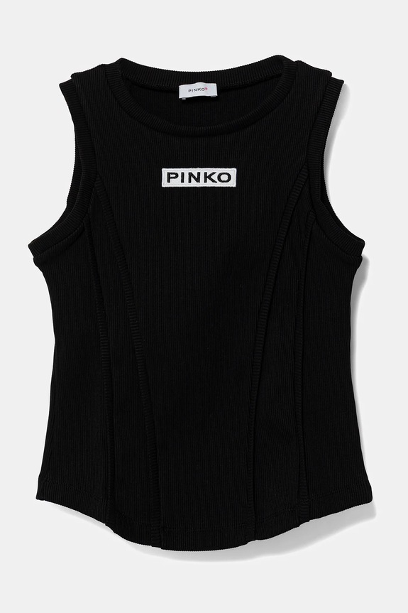 Pinko top dziecięcy z elastanem czarny KFTS012.C.CS019