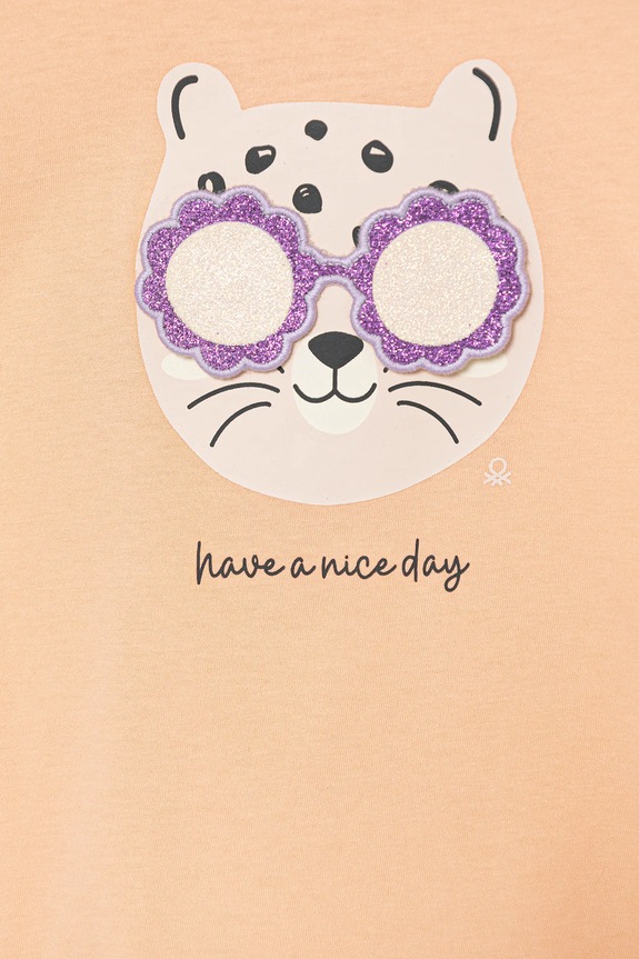 Κοριτσίστικα Παιδικό βαμβακερό μπλουζάκι United Colors of Benetton 3096G10J8.P.Seasonal πορτοκαλί