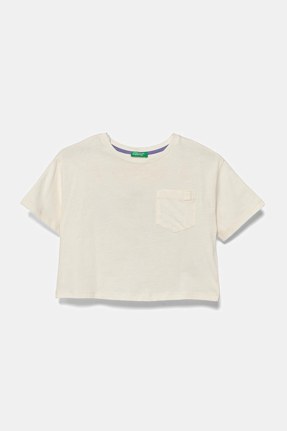 Otroška bombažna kratka majica United Colors of Benetton Okrogel bež 3I1XC10N8.G.Seasonal