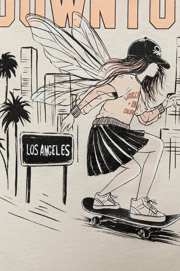 Deklice Otroška bombažna kratka majica United Colors of Benetton 3I1XC10N8.G.Seasonal bež