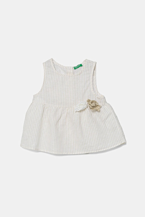 Dječji top od lana United Colors of Benetton Planet friendly bež 59Y6GQ02F.P.Seasonal