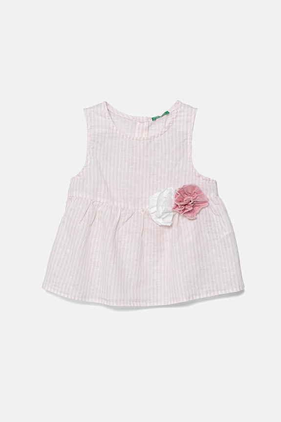 Dětský lněný top United Colors of Benetton len růžová 59Y6GQ02F.P.Seasonal