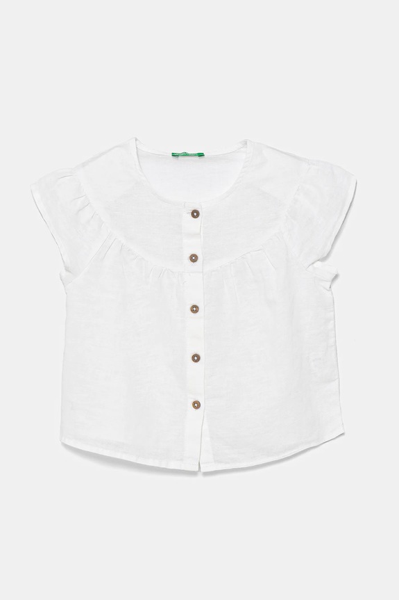 Dječja lanena košulja United Colors of Benetton Planet friendly bijela 5IPVGQ02E.P.Seasonal