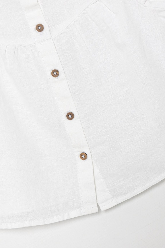 Djevojčice Dječja lanena košulja United Colors of Benetton 5IPVGQ02E.P.Seasonal bijela