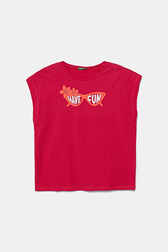 United Colors of Benetton tricou de bumbac pentru copii print roz 3JERC10PB.G.Seasonal