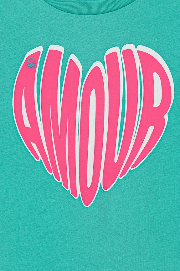 Djevojčice Dječja pamučna majica kratkih rukava United Colors of Benetton 3JERC10PB.G.Seasonal tirkizna