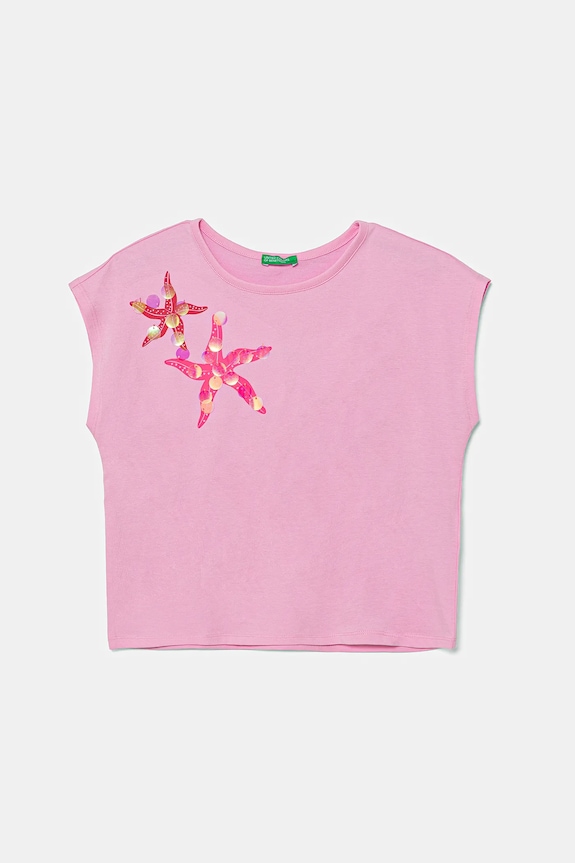Dječja pamučna majica kratkih rukava United Colors of Benetton pamuk roza 3I1XC10P0.G.Seasonal