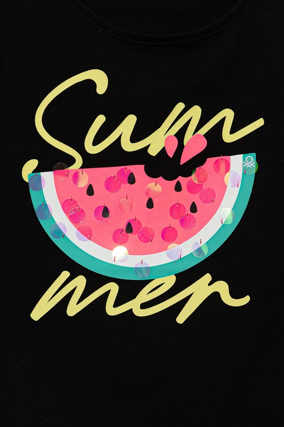 Κοριτσίστικα Παιδικό βαμβακερό μπλουζάκι United Colors of Benetton 3I1XC10P0.G.Seasonal μαύρο