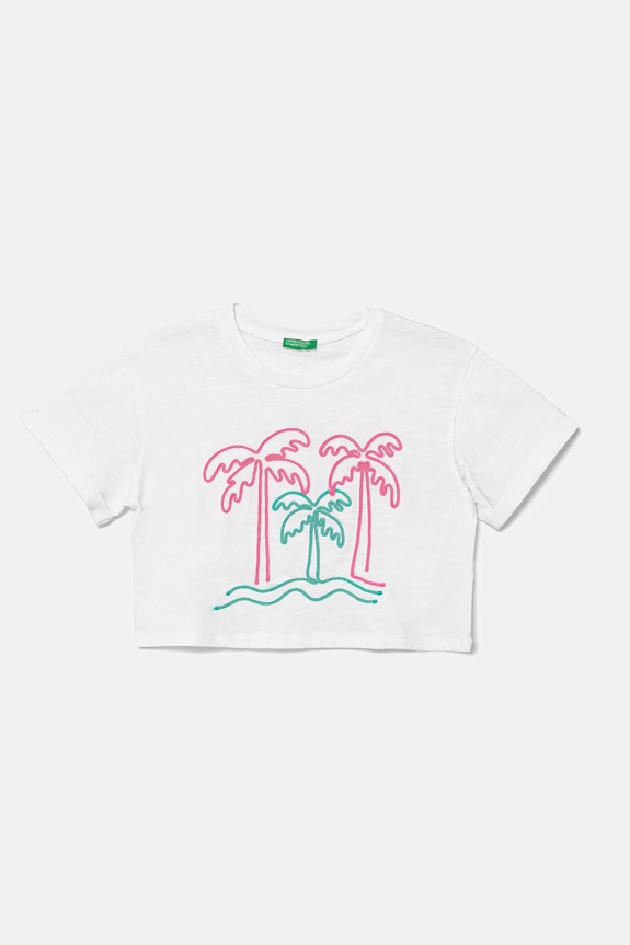 Detské bavlnené tričko United Colors of Benetton bavlna biela 3SDLC10OX.G.Seasonal