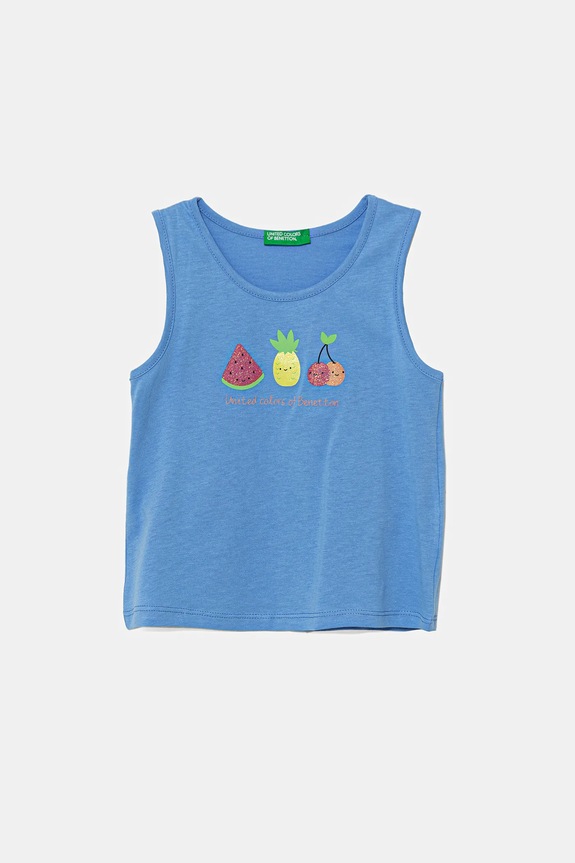 United Colors of Benetton top din bumbac pentru copii print albastru 3I1XGH012.P.Seasonal