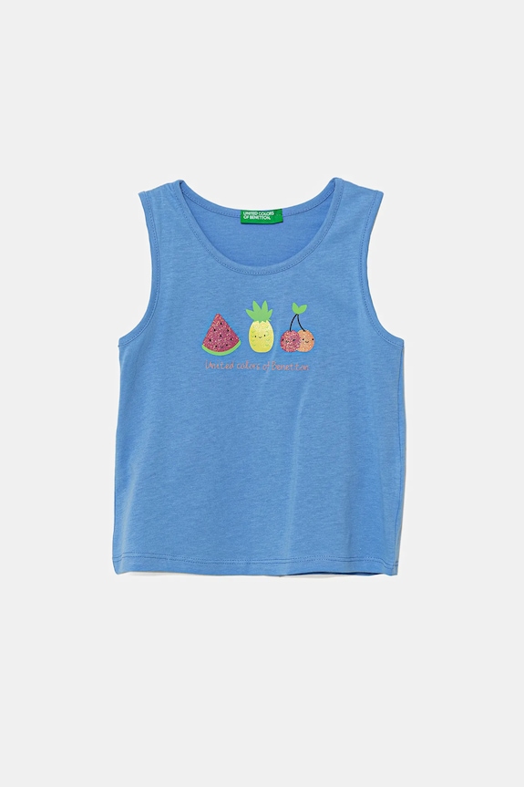 United Colors of Benetton top din bumbac pentru copii print albastru 3I1XGH012.P.Seasonal
