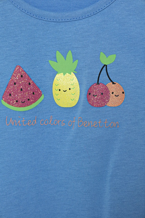 Fete United Colors of Benetton top din bumbac pentru copii 3I1XGH012.P.Seasonal albastru