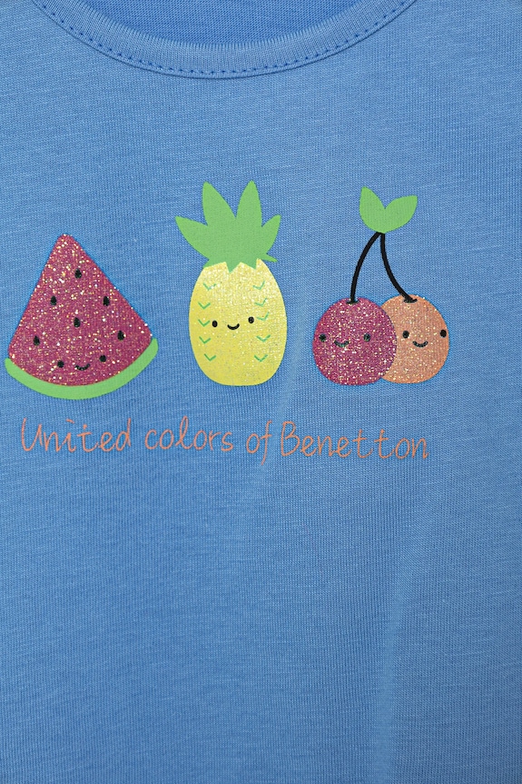 Fete United Colors of Benetton top din bumbac pentru copii 3I1XGH012.P.Seasonal albastru
