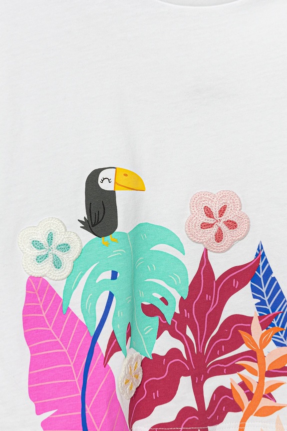Djevojčice Dječja pamučna majica kratkih rukava United Colors of Benetton 3I1XG10JH.P.Seasonal bijela