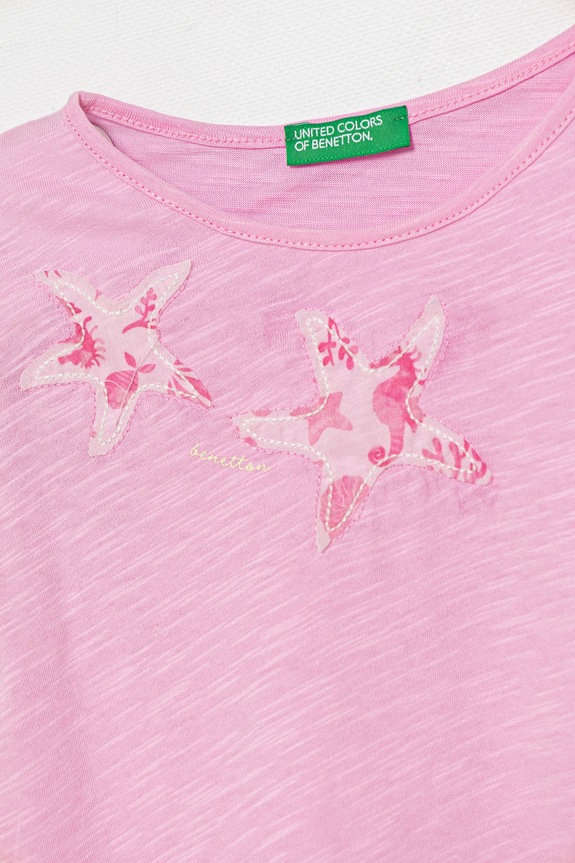 United Colors of Benetton t-shirt in cotone per bambini 38V4G10JI.P.Seasonal rosa SS25