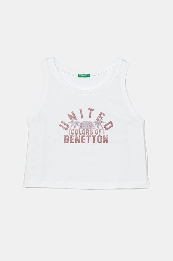 Dětský bavlněný top United Colors of Benetton kulatý bílá 3I1XCH01Z.G.Seasonal