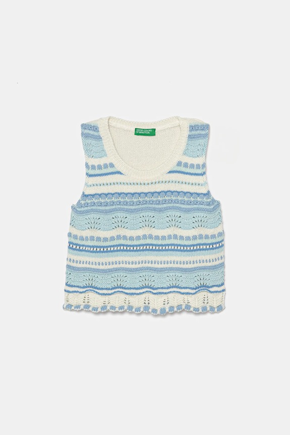 United Colors of Benetton top dziecięcy pozostałe niebieski 104FHH001.P.Seasonal