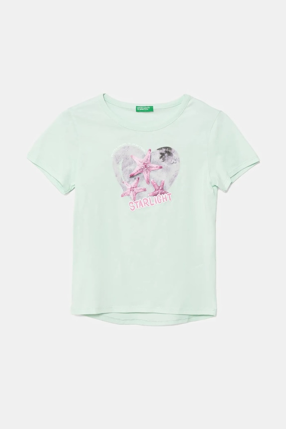 Dječja pamučna majica kratkih rukava United Colors of Benetton pamuk tirkizna 3I1XC10OY.G.Seasonal